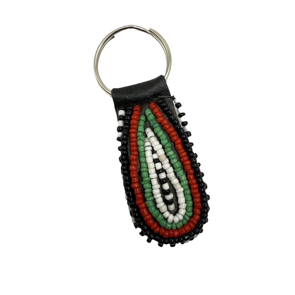 Vintage Colorful Beaded Pendant Keychain Maasai Masai Black Red Green Bag Charm - Picture 2 of 7